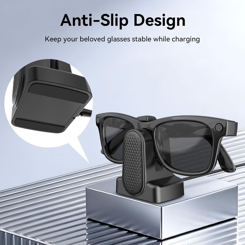 Sdfghj Portable Charging Stand for Ray-Ban Meta Smart Glasses, Charger Stand with 3.3 ft Charging Cable USB A Charger, Charging Dock Charger Station for Wayfarer, Headliner, Skyler, Oakley Meta HSTN (Black) - Image 5